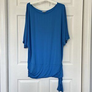 Michael Kors Womens XL Side Tie Batwing Sleeve Swim Cover Up Blue Summer Beach